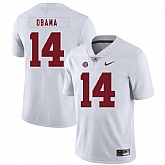 Alabama Crimson Tide 14 Barack Obama White Nike College Football Jersey Dzhi,baseball caps,new era cap wholesale,wholesale hats